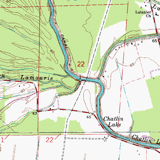 Topographic Map of Bayou Lamourie, LA
