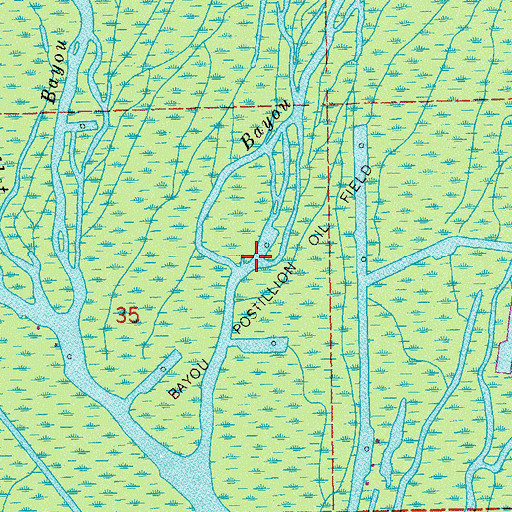 Topographic Map of Bayou Postillion Oil Field, LA