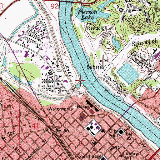 Topographic Map of Bayou Rapides, LA