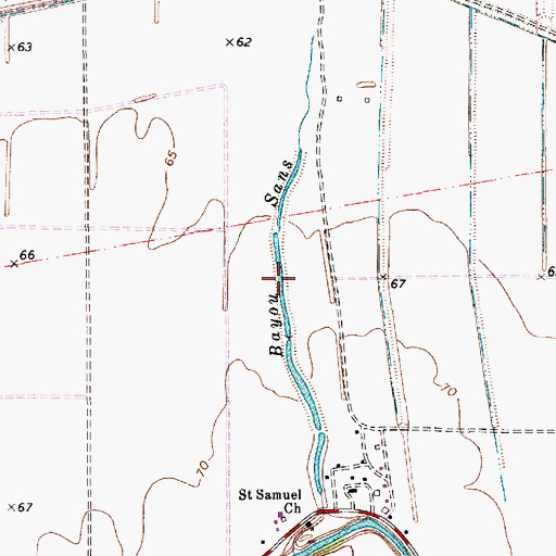 Topographic Map of Bayou Sans, LA