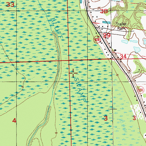 Topographic Map of Bluff Swamp, LA