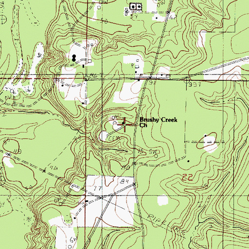 Topographic Map of Brushy Creek Missionary Baptist Church, LA