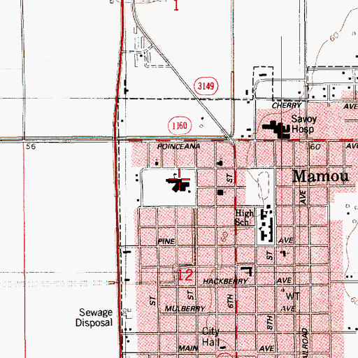 Topographic Map of Mamou Elementary School, LA