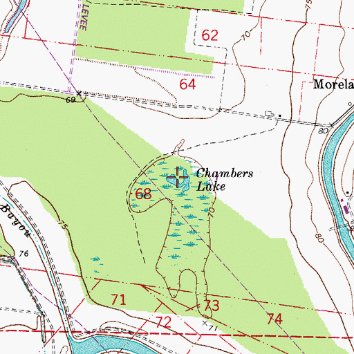 Topographic Map of Chambers Lake, LA