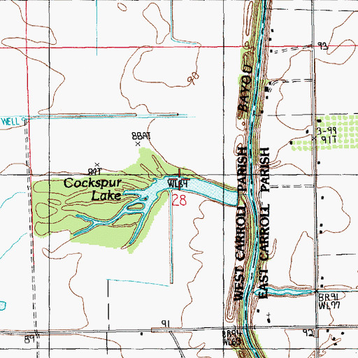 Topographic Map of Cockspur Lake, LA