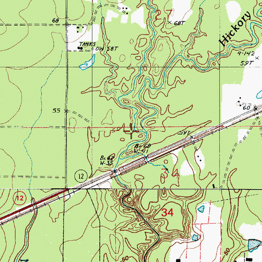 Topographic Map of Cole Creek, LA