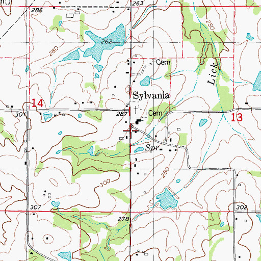 Topographic Map of Sylvania, AR