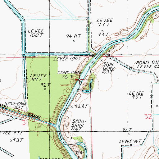 Topographic Map of Dam 76, LA