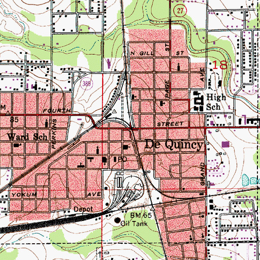 Topographic Map of DeQuincy, LA