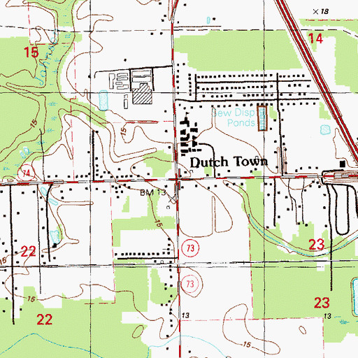 Topographic Map of Dutch Town, LA