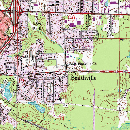 Topographic Map of East Pineville Baptist Church, LA