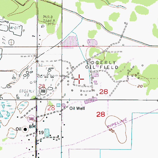 Topographic Map of Edgerly Oil Field, LA