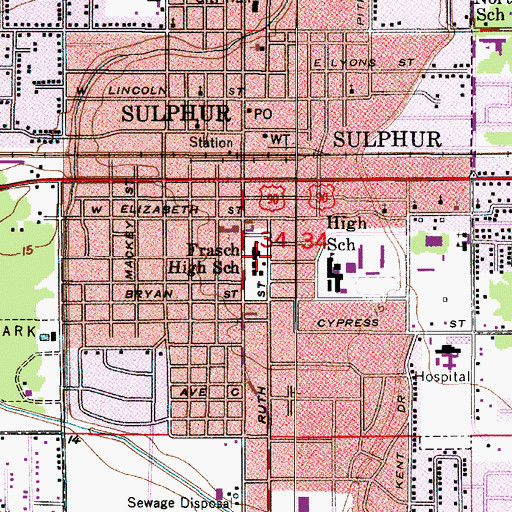 Topographic Map of Frasch Elementary School, LA