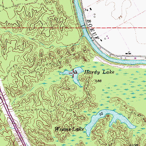 Topographic Map of Hardy Lake, LA