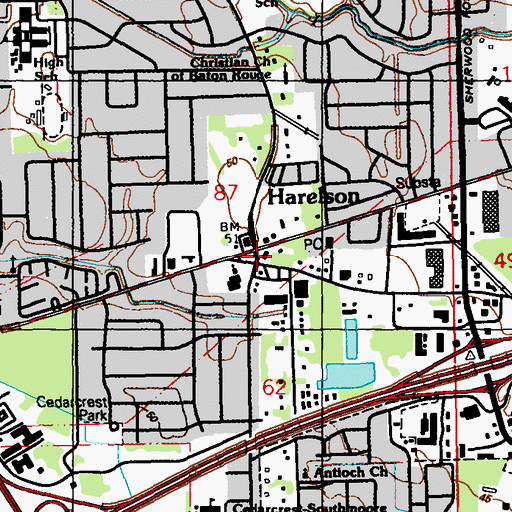Topographic Map of Harelson, LA