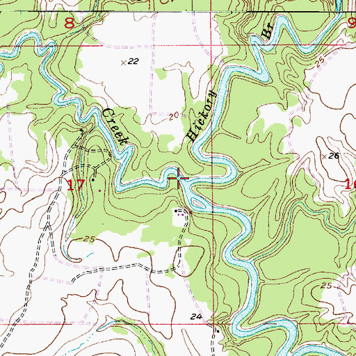 Topographic Map of Hickory Branch, LA