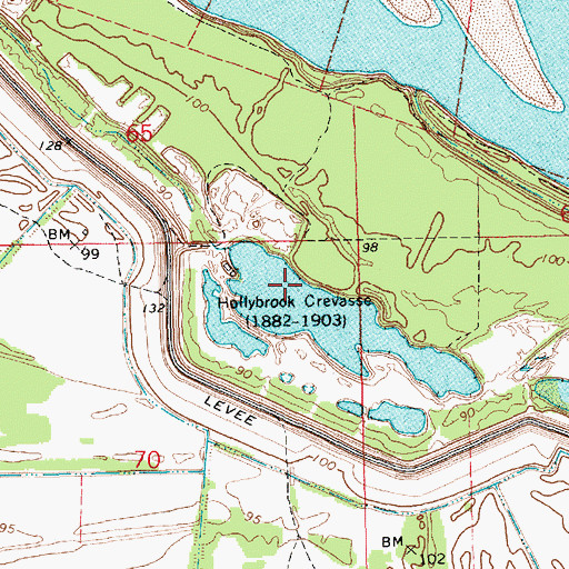 Topographic Map of Hollybrook Crevasse, LA