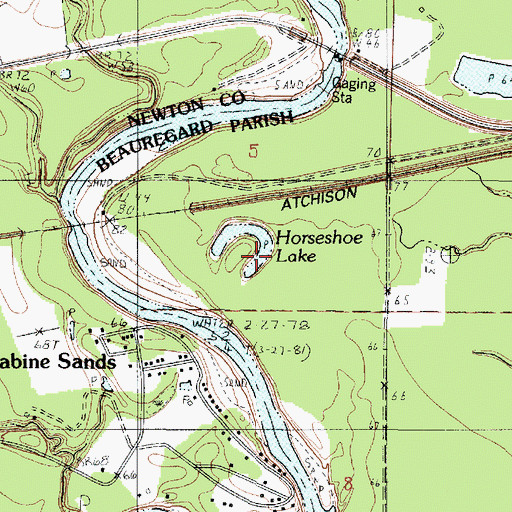 Topographic Map of Horseshoe Lake, LA