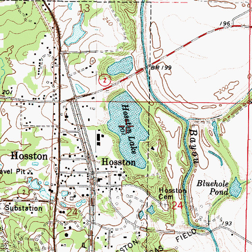 Topographic Map of Hosston Lake, LA