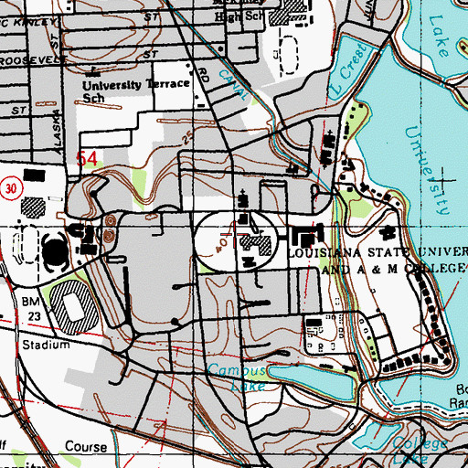 Topographic Map of Louisiana State University - A and M College, LA