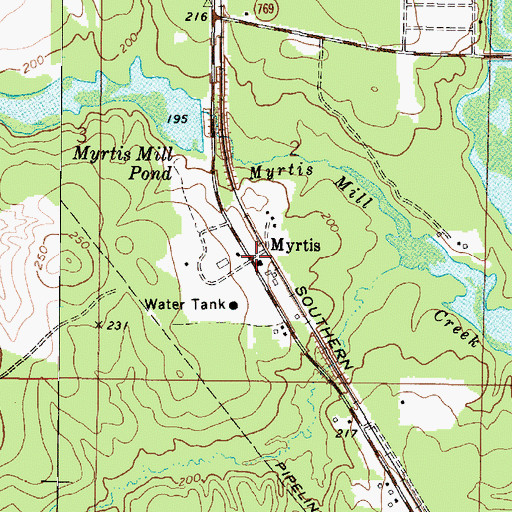 Topographic Map of Myrtis, LA