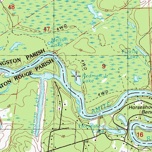 Topographic Map of Redman Junior Lake, LA