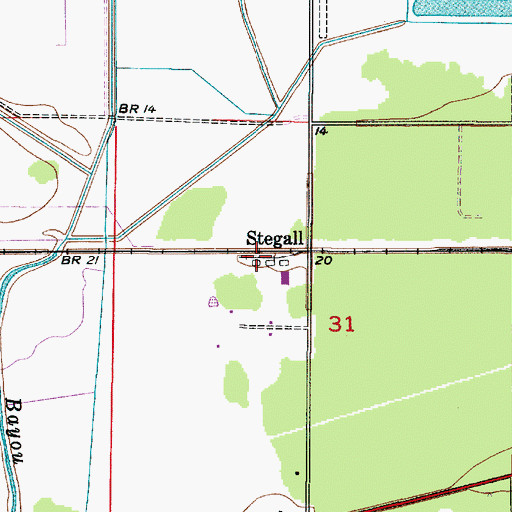 Topographic Map of Stegall, LA