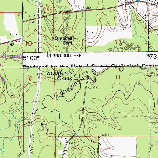 Topographic Map of Swoffords Creek, LA