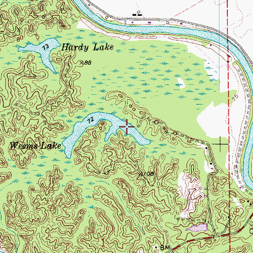 Topographic Map of Weems Lake, LA