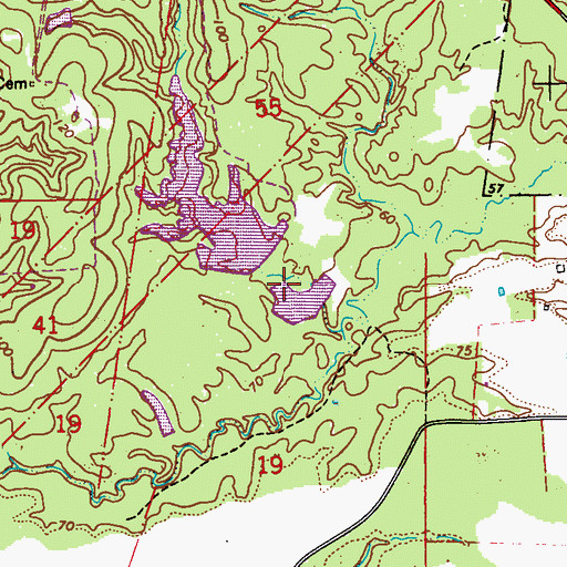 Topographic Map of Doctor Charles Aswell Lake Dam, LA