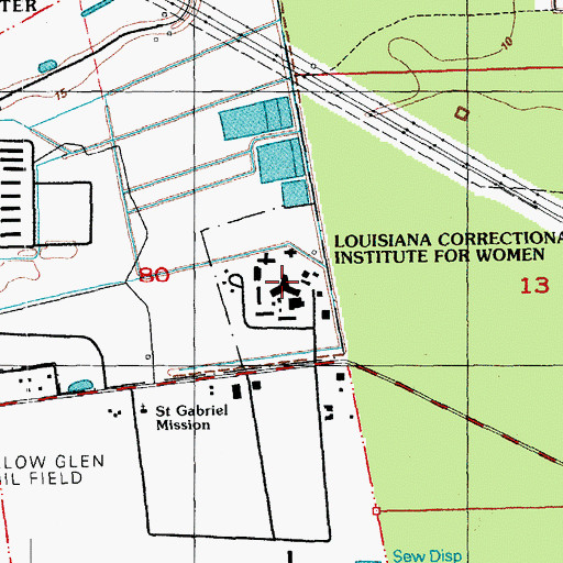 Topographic Map of Louisiana Correctional Institute for Women, LA