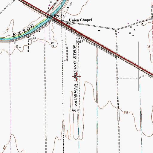 Topographic Map of Vaughan Landing Strip, LA