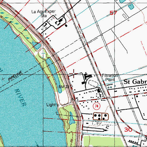Topographic Map of East Iberville Elementary and High School, LA