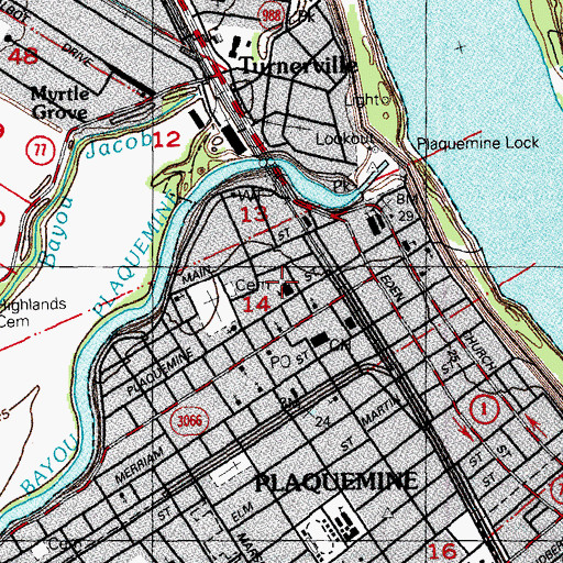 Topographic Map of Iberville Parish Optional Education Center School, LA