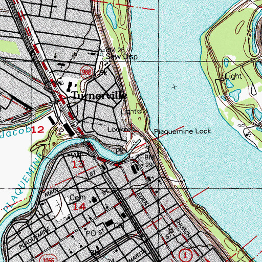 Topographic Map of Plaquemine Lock State Historic Site, LA
