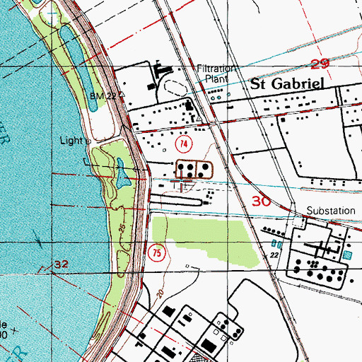 Topographic Map of Saint Gabriel Cemetery, LA