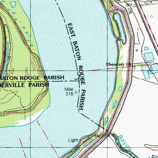 Topographic Map of Manchac Bend, LA