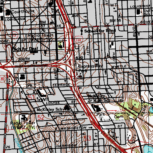 Topographic Map of Saint Franics Xavier Catholic Church, LA