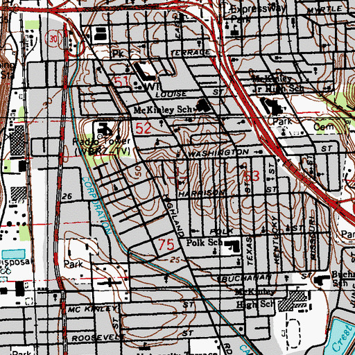 Topographic Map of Saint James Baptist Church, LA