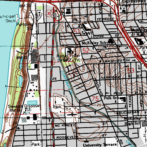 Topographic Map of Saint Luke Baptist Church, LA