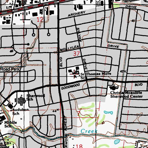 Topographic Map of Saint Thomas More Catholic Church, LA
