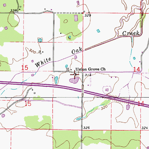 Topographic Map of Union Grove Church, AR
