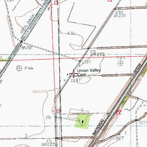 Topographic Map of Union Valley Cemetery, AR
