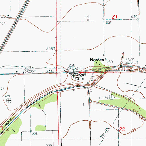 Topographic Map of Uzzell Cemetery, AR