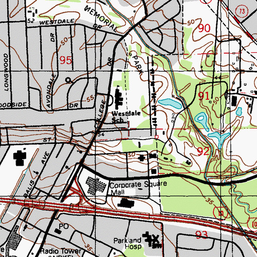 Topographic Map of College Drive Heights, LA