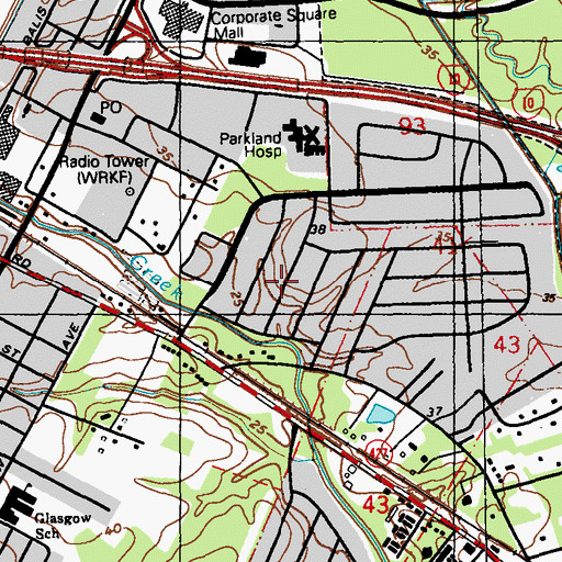 Topographic Map of Concord Estates, LA