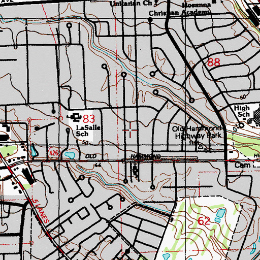 Topographic Map of Oak Valley, LA
