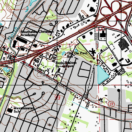 Topographic Map of Partridge Lane Heights, LA