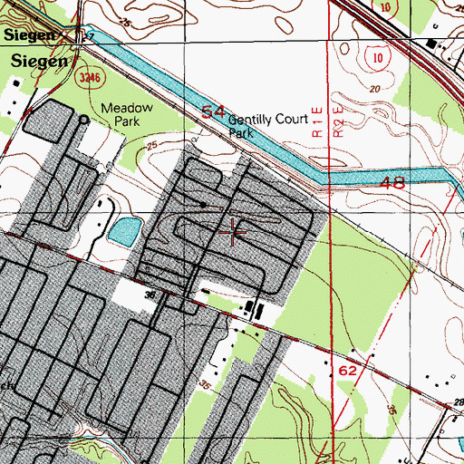 Topographic Map of Perkins Village, LA