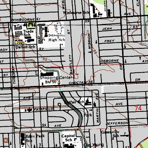 Topographic Map of Prescott Place, LA